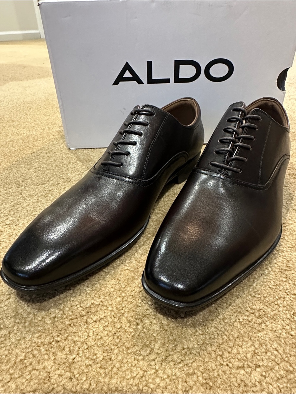 ALDO Men's Dark Brown Leather Oxford Dress Shoes